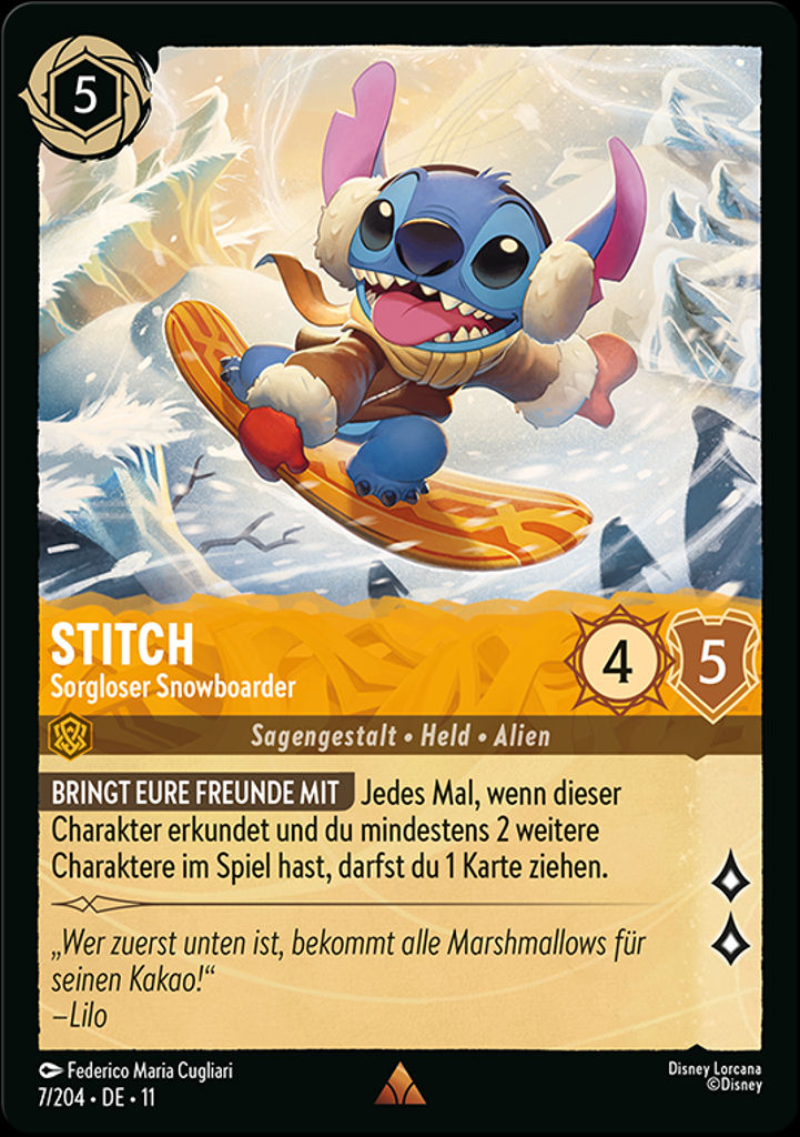 Stitch - Sorgloser Snowboarder