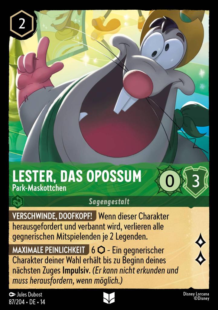 Lester, das Opossum - Park-Maskottchen